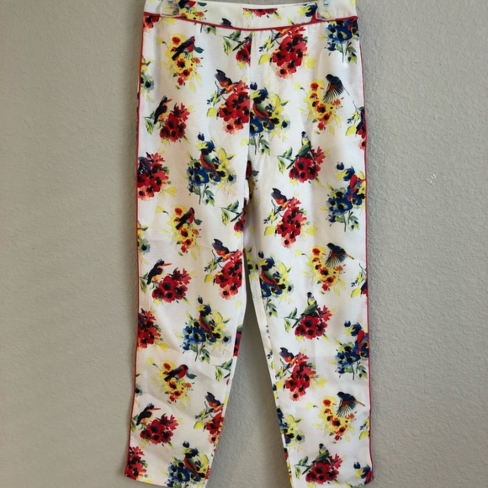 Anthropologie Mustard Seed Floral White Pants Sz M